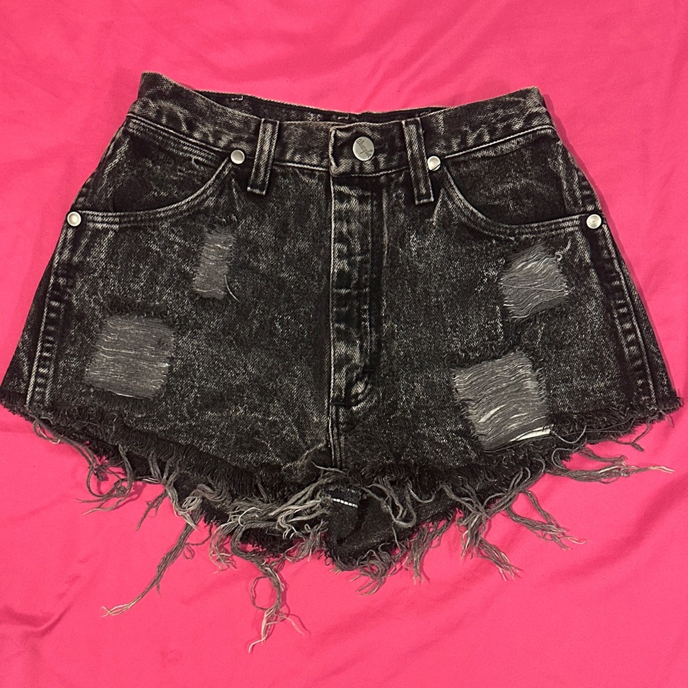 Wrangler Black Distressed Jean Shorts